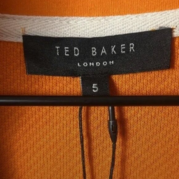 NWT Ted Baker Orange Millom Long Sleeve Textured Half Zip - Size 5 (L) - Picture 4 of 5